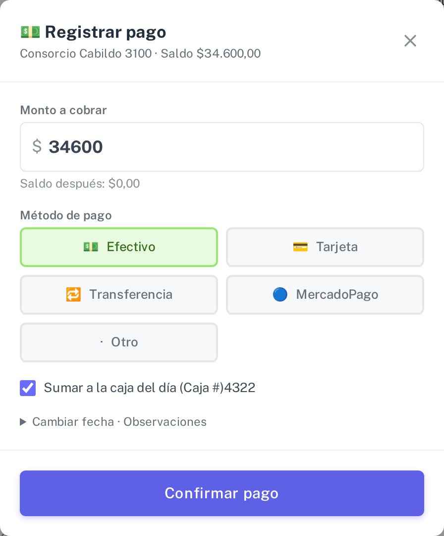 Registrar un pago a cuenta