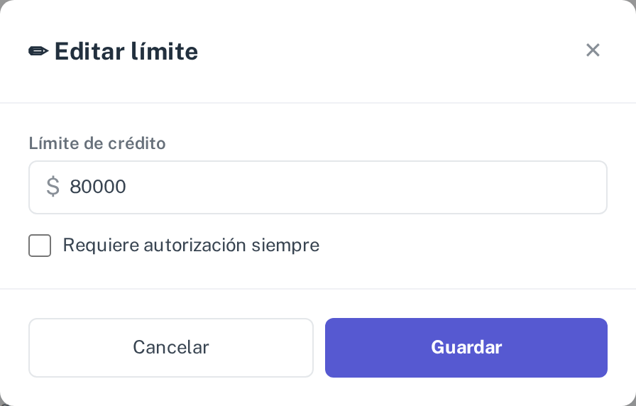 Editar el límite de crédito