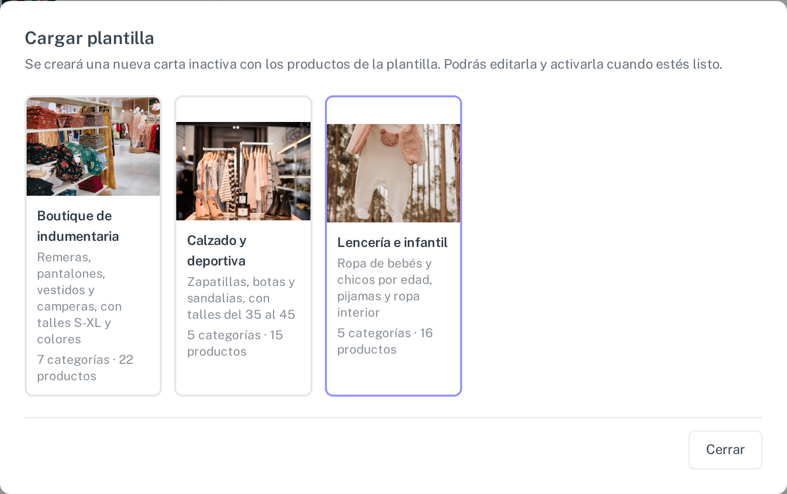 La plantilla del rubro, para arrancar con la estructura puesta