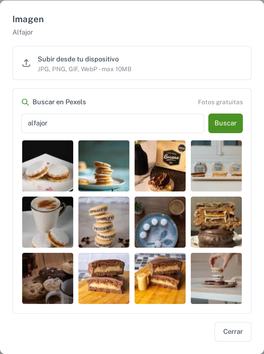 El buscador de fotos, con resultados