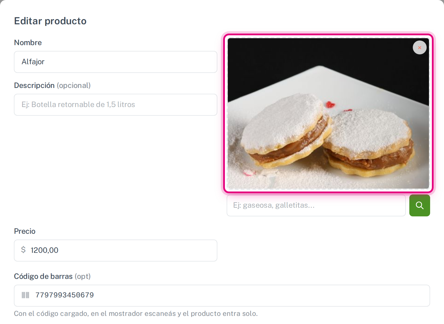 La foto dentro de la ficha del producto