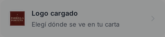 La tarjeta para subir el logo en la pantalla de inicio