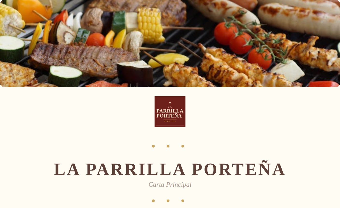 La carta imprimible con el logo del comercio en la cabecera