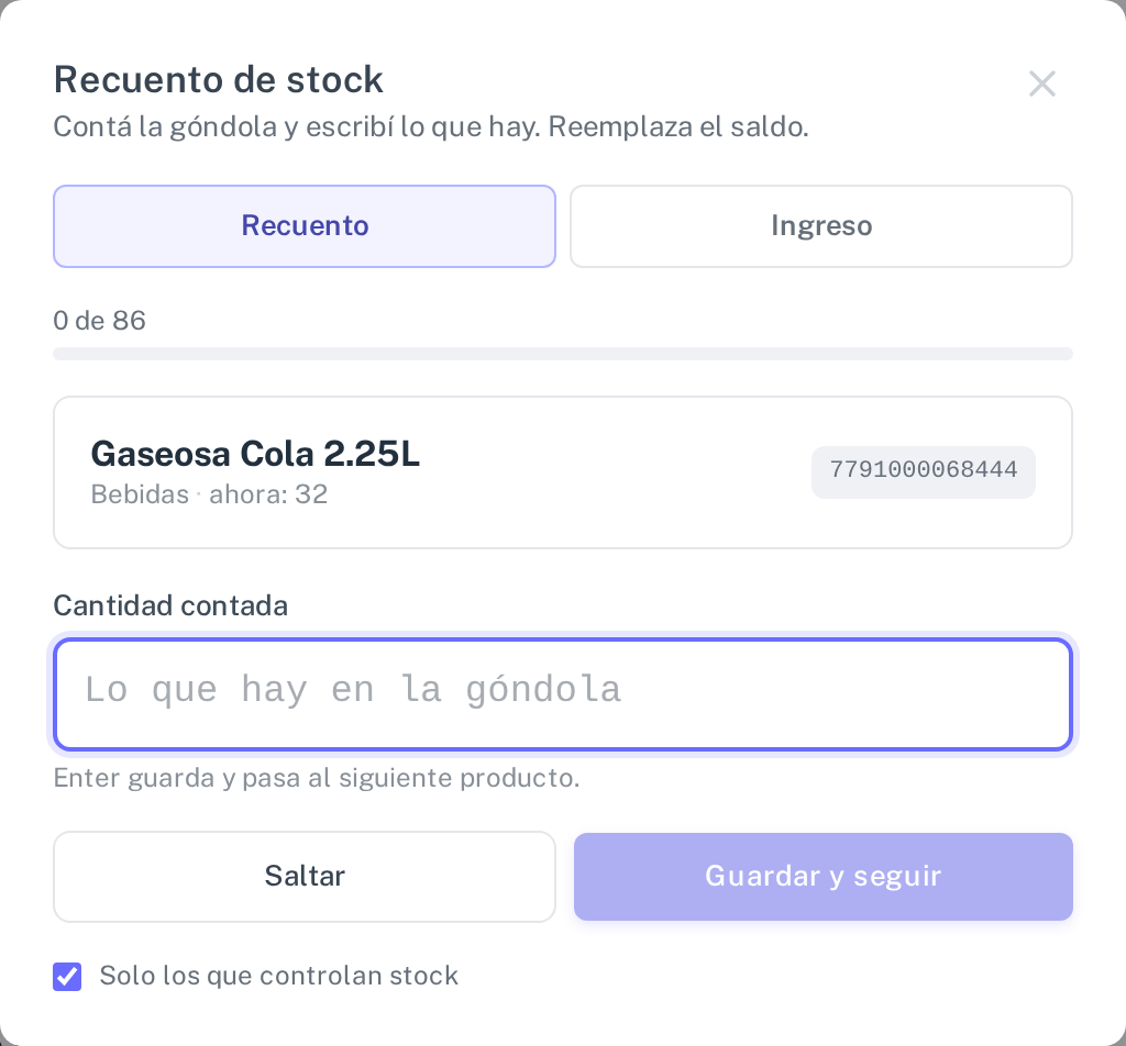 La cola de recuento, producto por producto