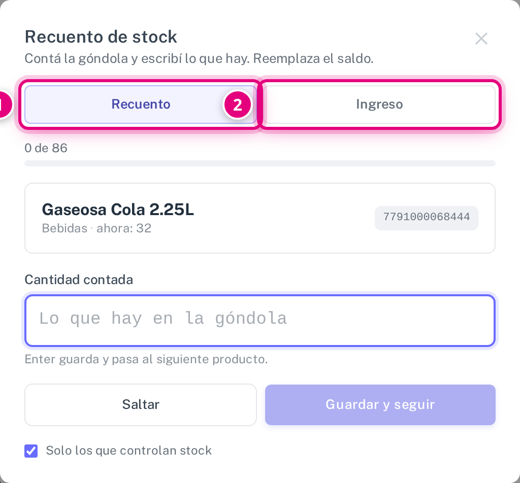Los dos modos: recuento e ingreso