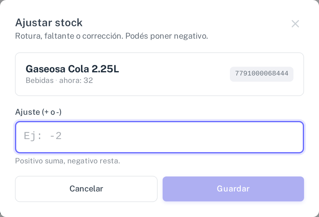El ajuste de un solo producto