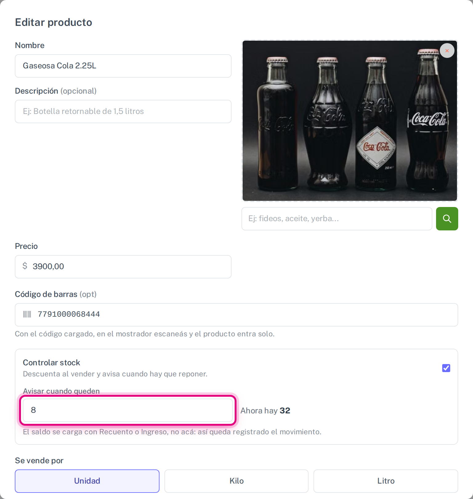 El mínimo por producto