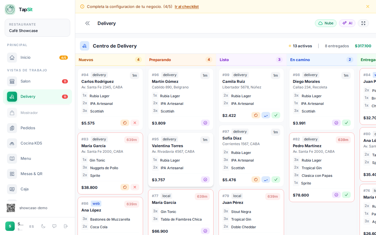 Delivery hub with status tracking